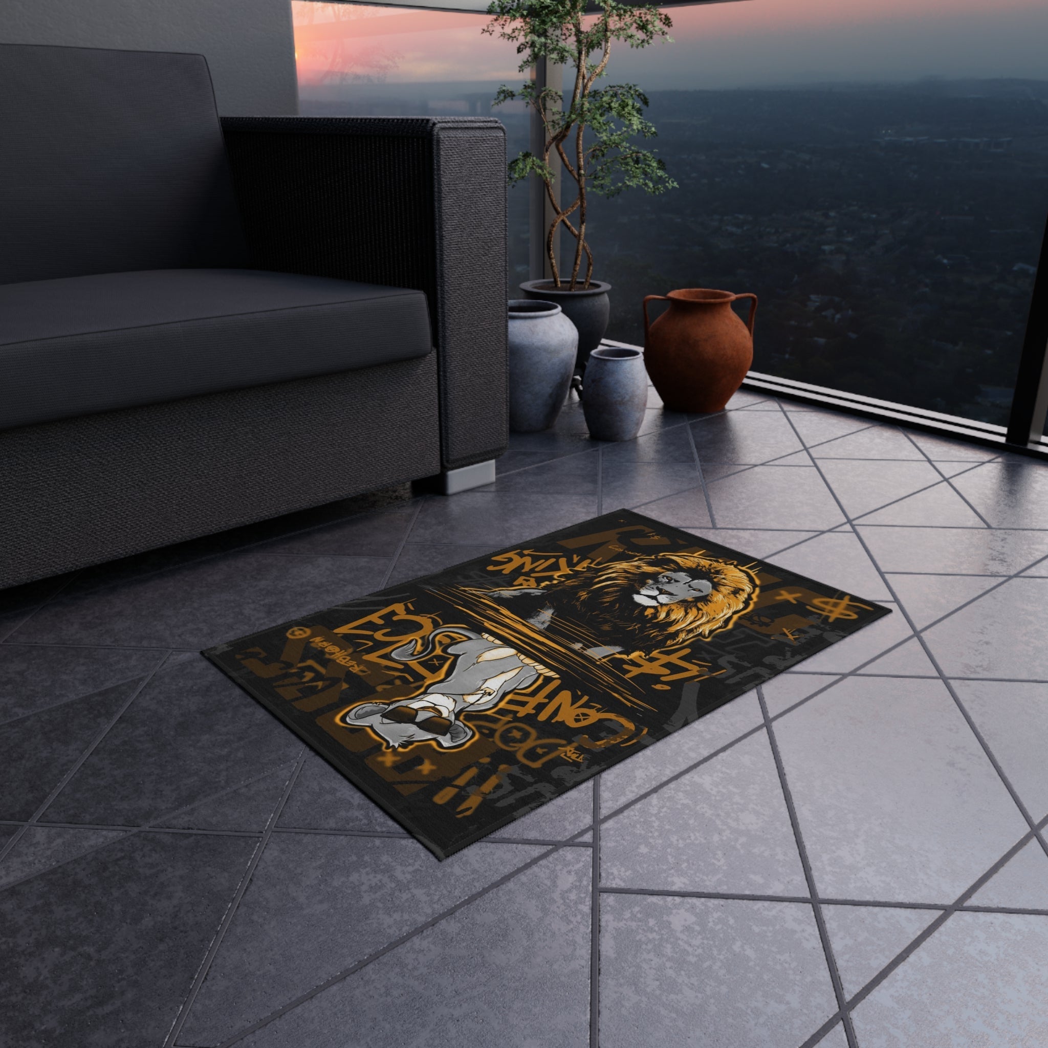 Confidence is King Black & Gold Motivational Rug