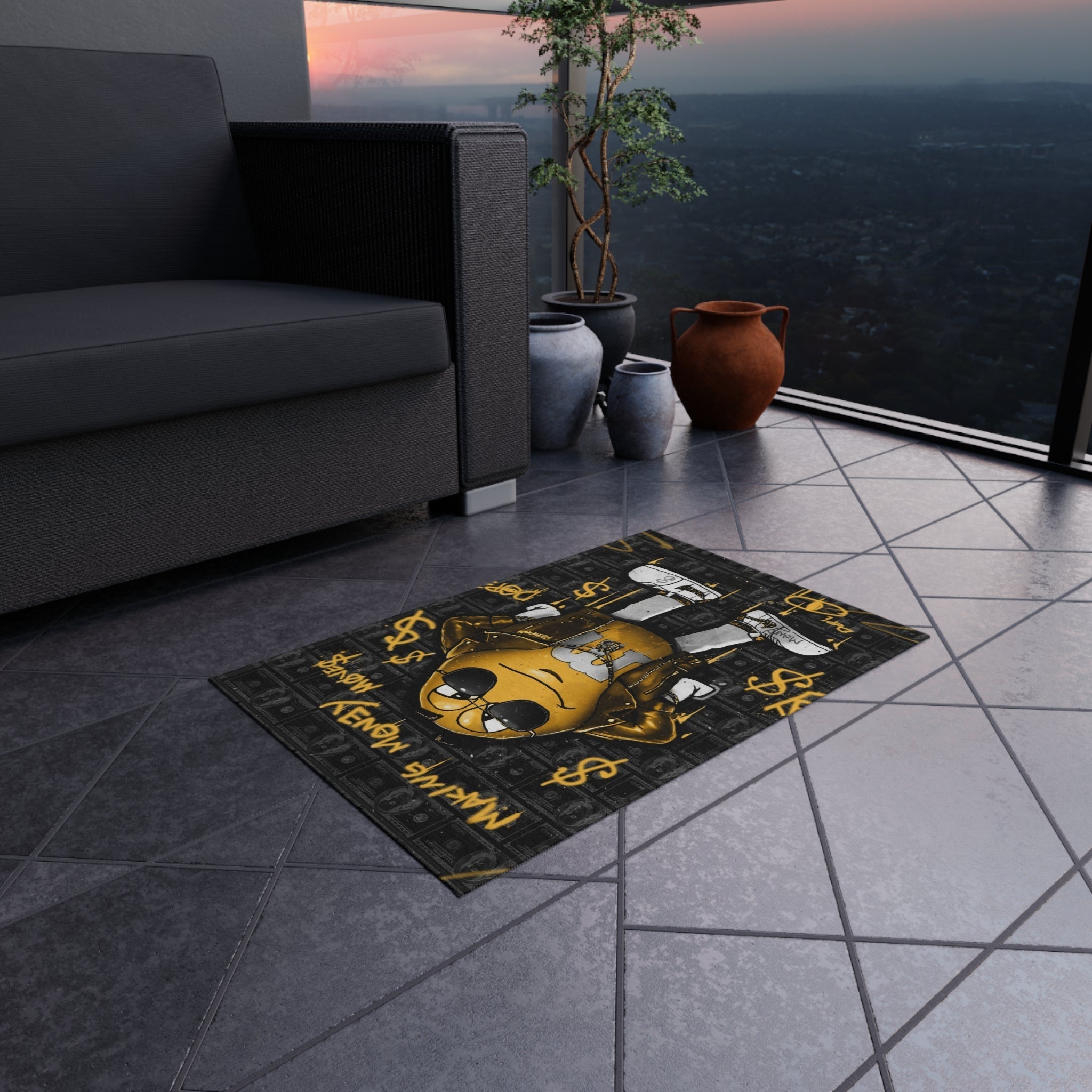 Making Money Moves Black & Yellow Motivational Rug