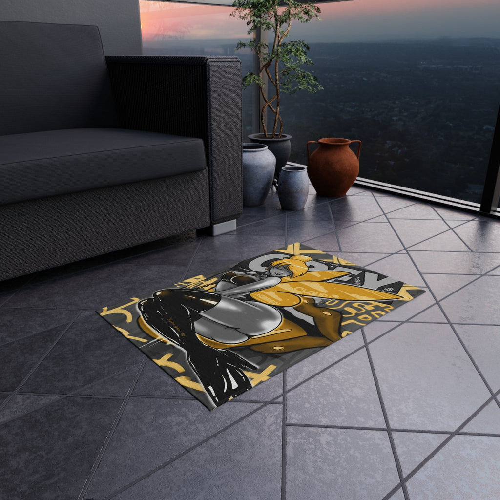 Obey w/ Tinker Bell Sensual Black&Gold Rug