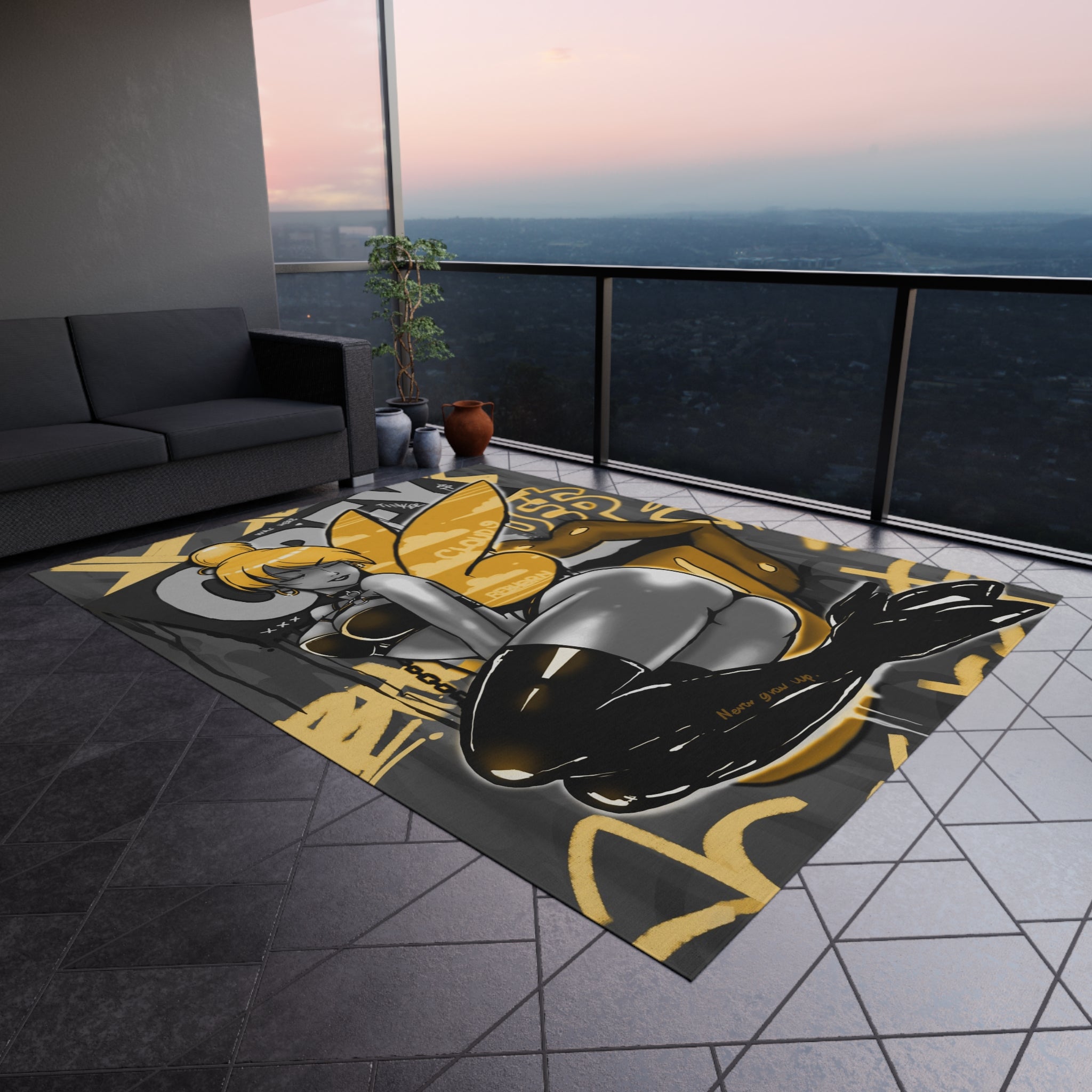 Obey w/ Tinker Bell Sensual Black&Gold Rug